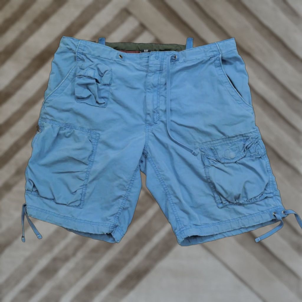 Gap VINTAGE Gap Shorts Mens Large 38 Blue Cargo Pockets Baggy Military Cinch Y2K Size US 38 / EU 54 - 1 Thumbnail