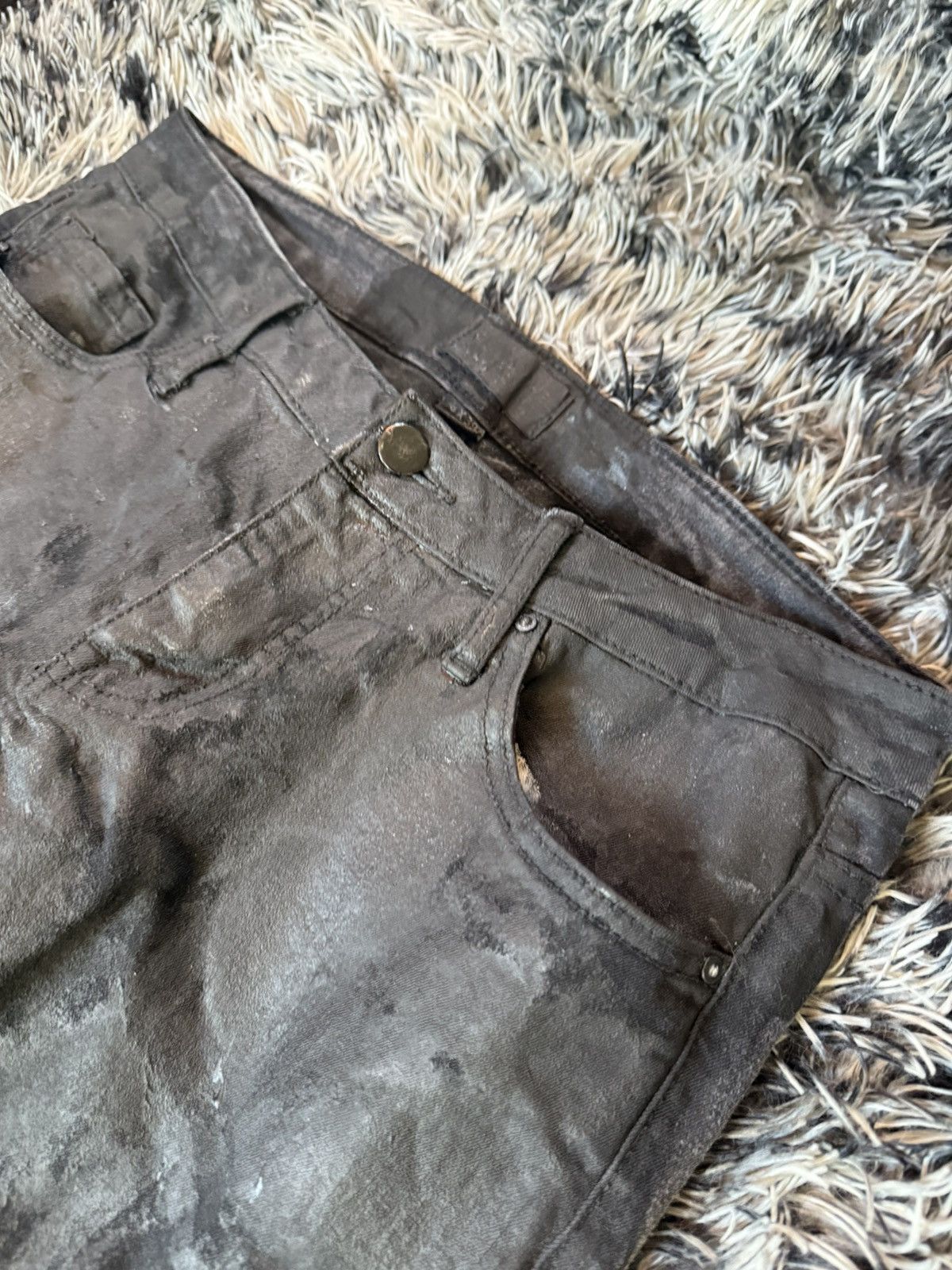 waxed skinny jeans