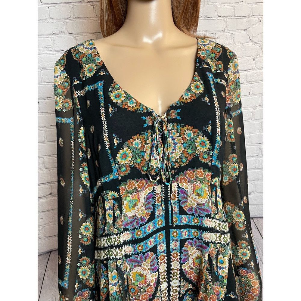 Nanette Lepore Nanette Lepore Silk Patchwork Long Sleeve Mini Dress Size 1 Size XL / US 12-14 / IT 48-50 - 2 Thumbnail