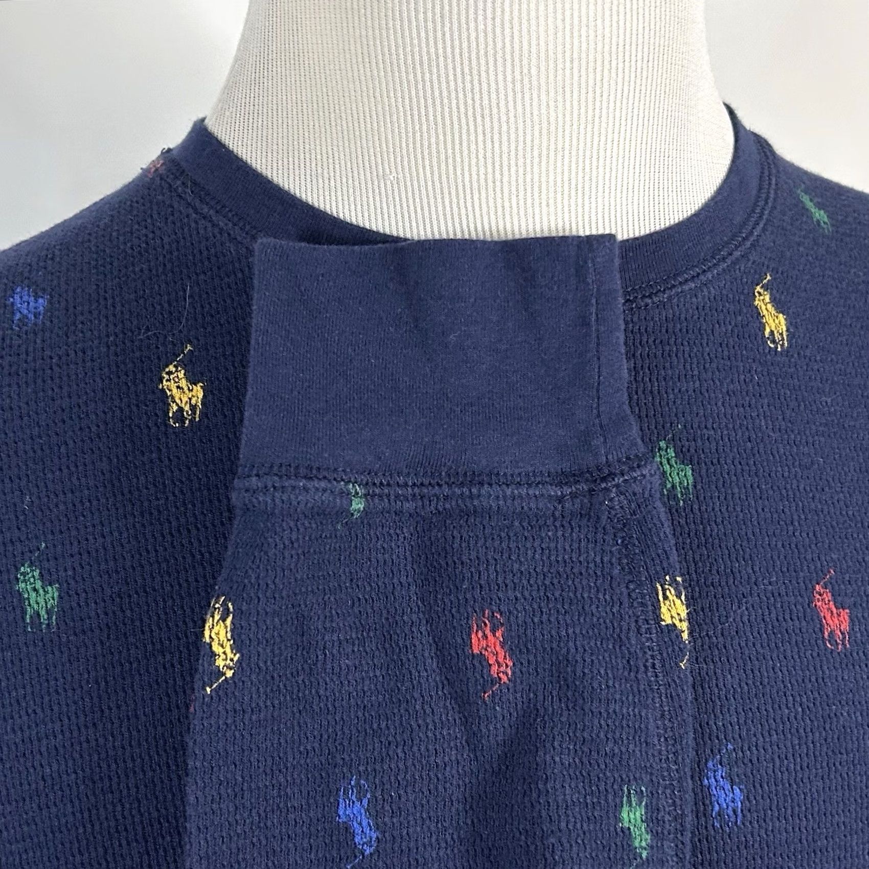 Polo Ralph Lauren Polo Ralph Lauren Sleepwear Top Pony Allover Thermal Navy Blue Cotton Shirt Sleeplong Sleeve Knit Adult L Blue Mens Size US L / EU 52-54 / 3 - 4 Thumbnail