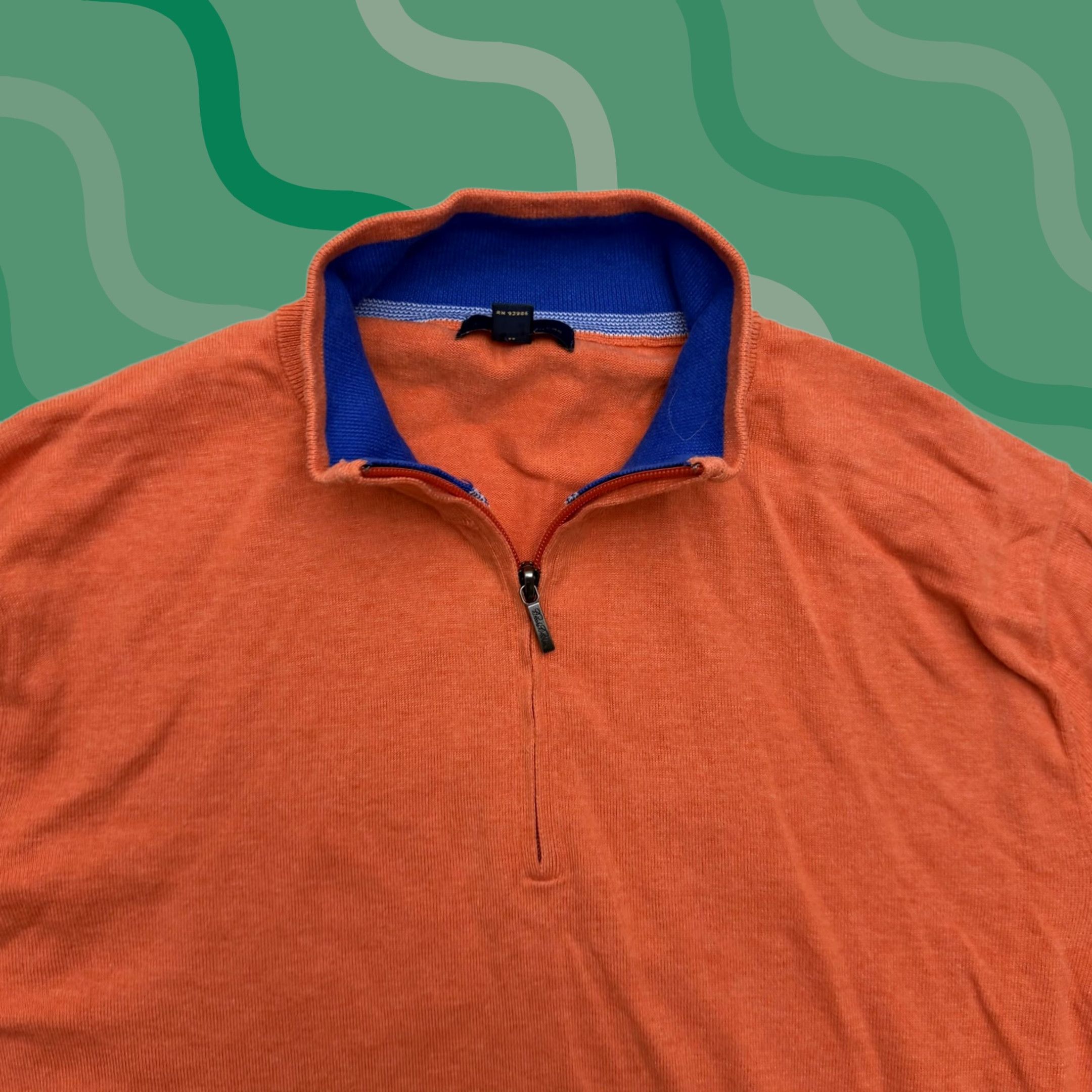 Brooks Brothers Brooks Brothers Quarter Zip Sweater Mens Large Orange Supima Cotton Mock Neck Pullover Knit Zipper Solid 1/4 Zip Size US L / EU 52-54 / 3 - 1 Thumbnail