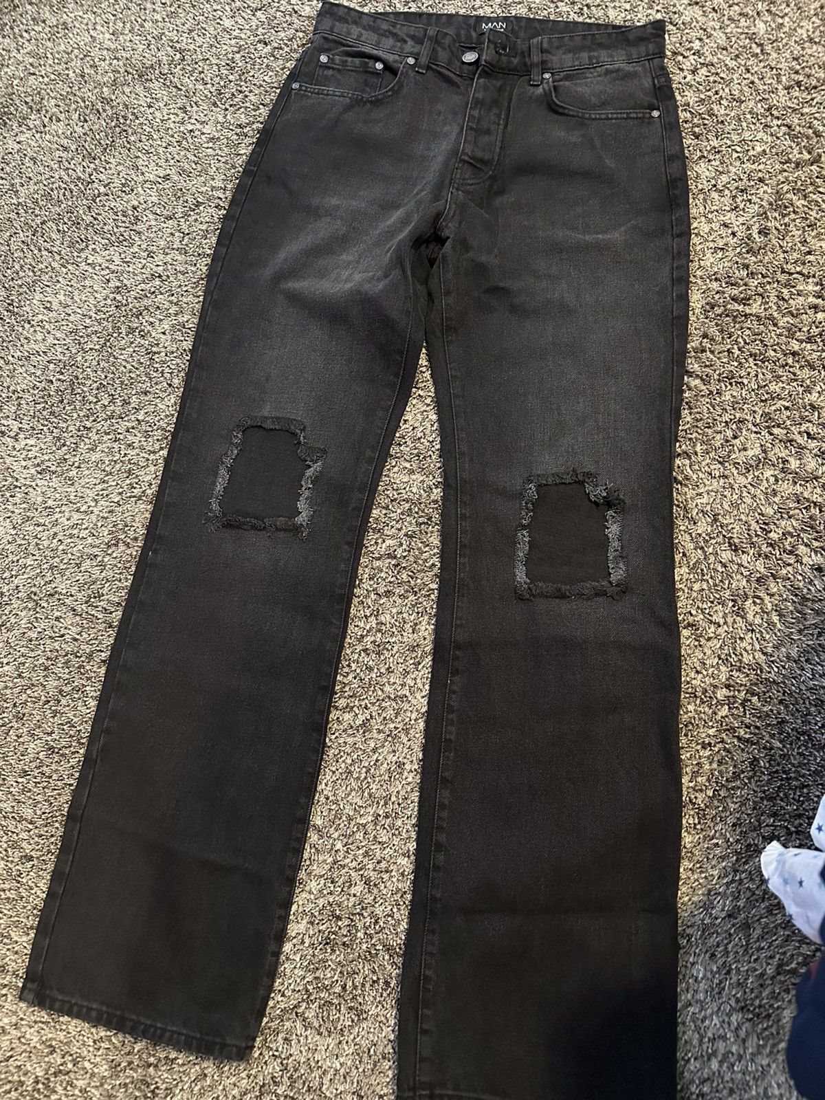 Boohoo BoohooMAN Men’s Black Washed Jeans Size 32 Baggy Size US 32 / EU 48 - 1 Thumbnail