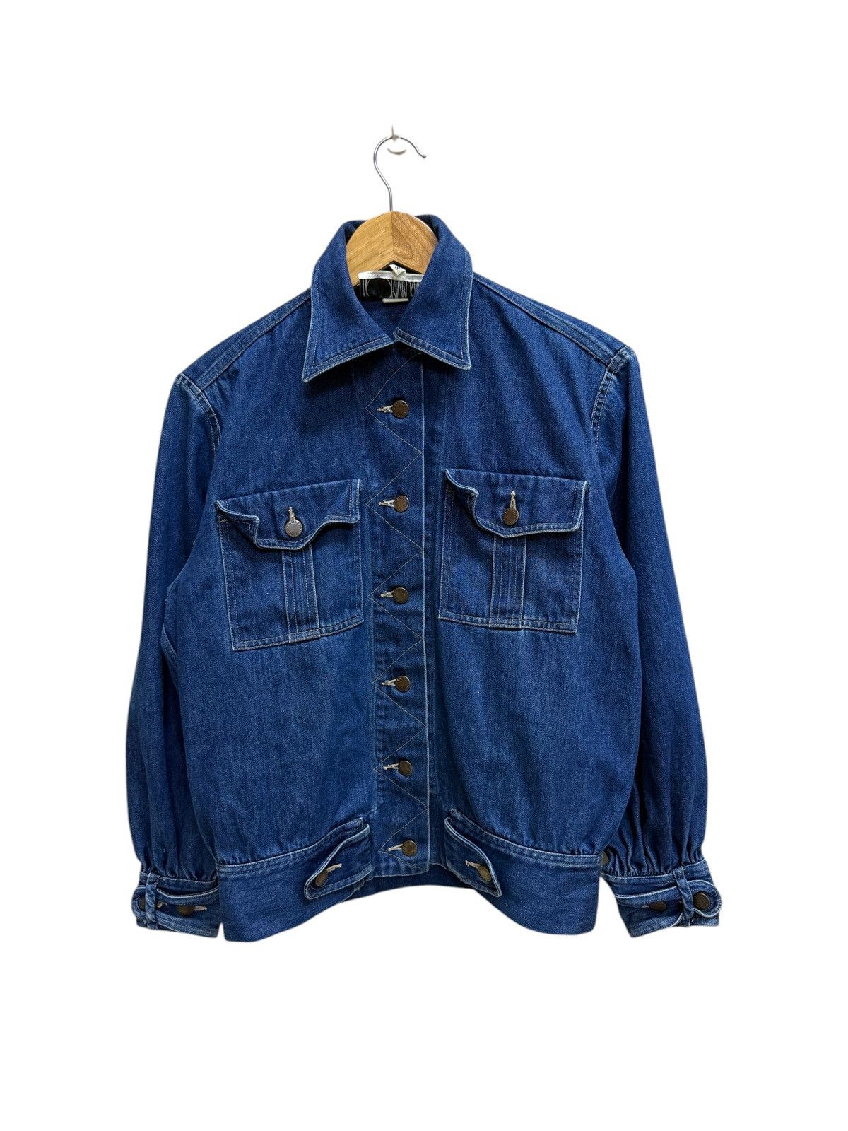 Japanese Brand × Norma Kamali × Vintage Norma Kamali Denim Bomber Jacket Size S / US 4 / IT 40 - 1 Thumbnail