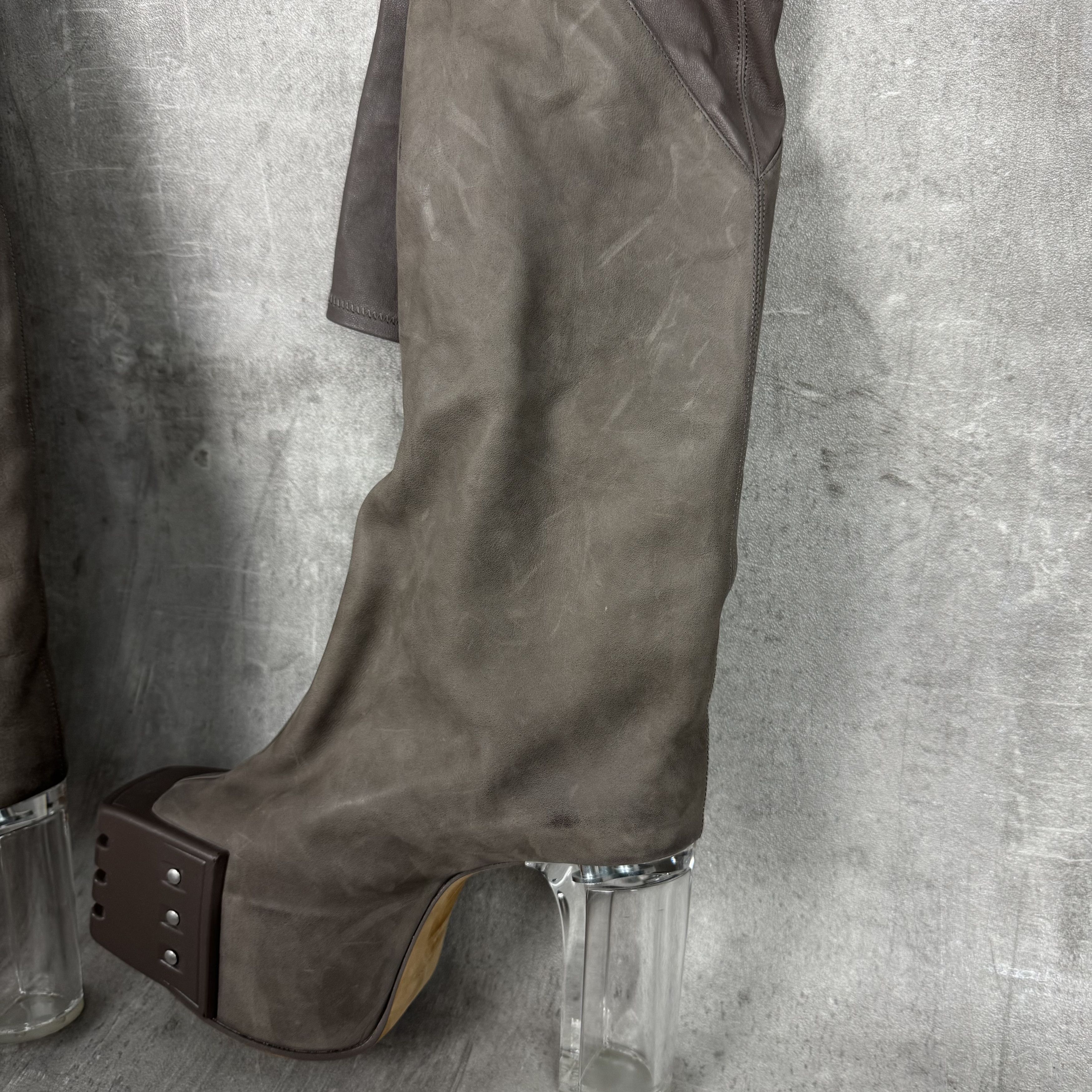 Rick Owens RICK OWENS Oblique Thigh High Kiss Heels Grill Beveled Boots Size US 6 / EU 39 - 6 Thumbnail