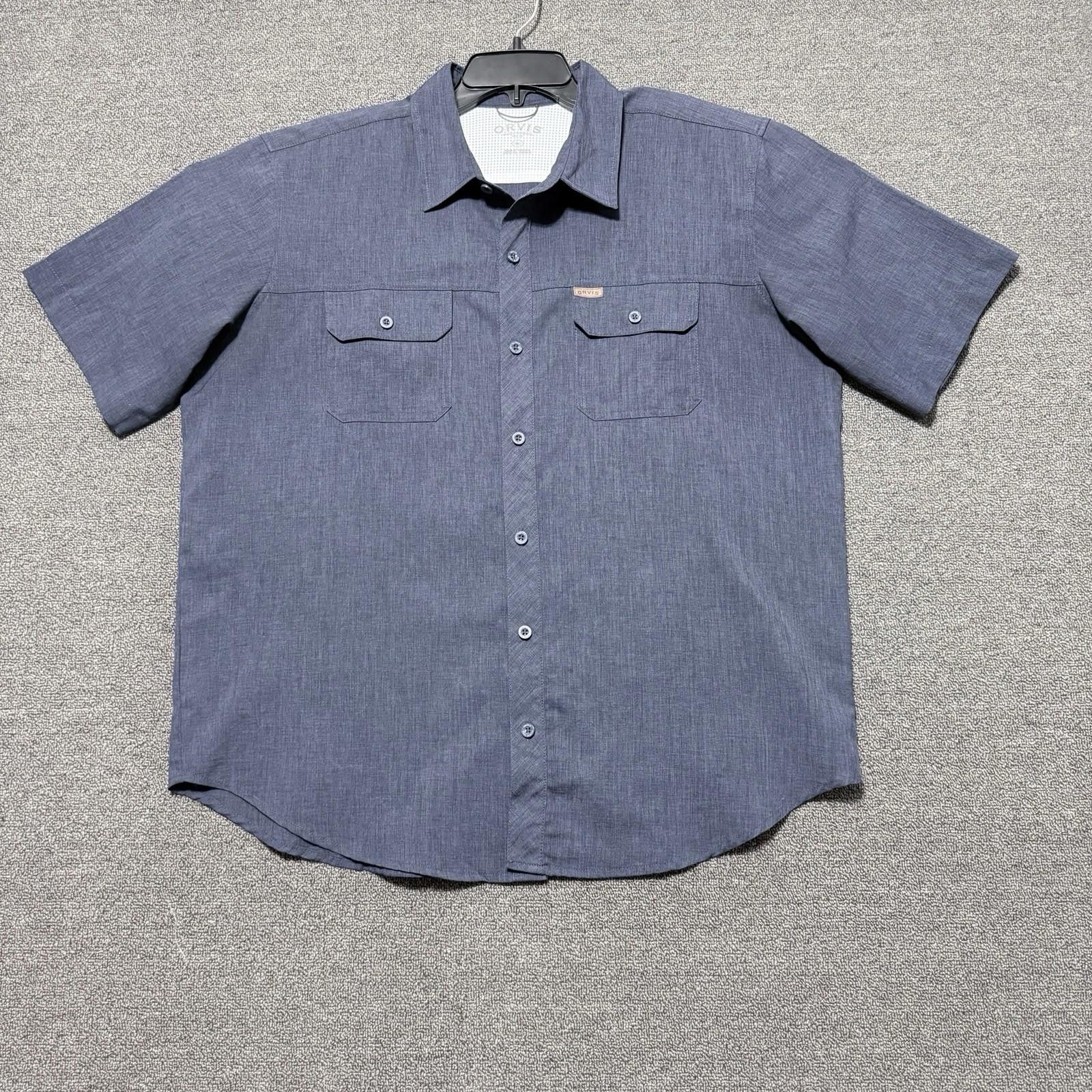 Orvis Orvis Mens XL Grey/Blue SS Button Up Shirt Gorpcore Hiking Size US XL / EU 56 / 4 - 1 Thumbnail