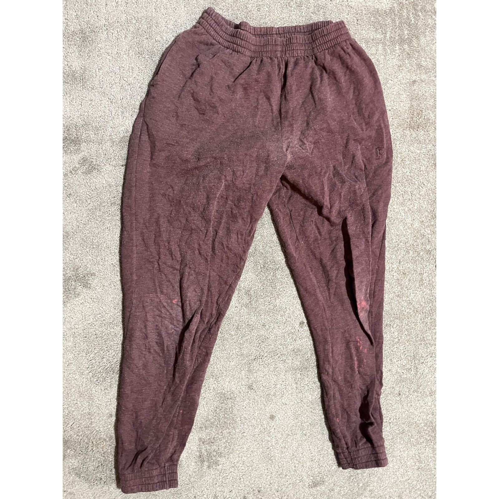 Victoria's Secret Victoria's Secret PINK Sweatpants Women M Maroon Jogger Drawstring Elastic Waist - Distress Logo Casual Activewear Size 32" / US 10 / IT 46 - 2 Thumbnail