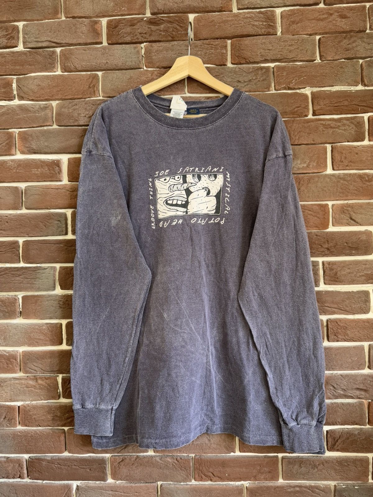 Vintage Joe Satriani 1989 Potatoe Head Band T Shirt Purple