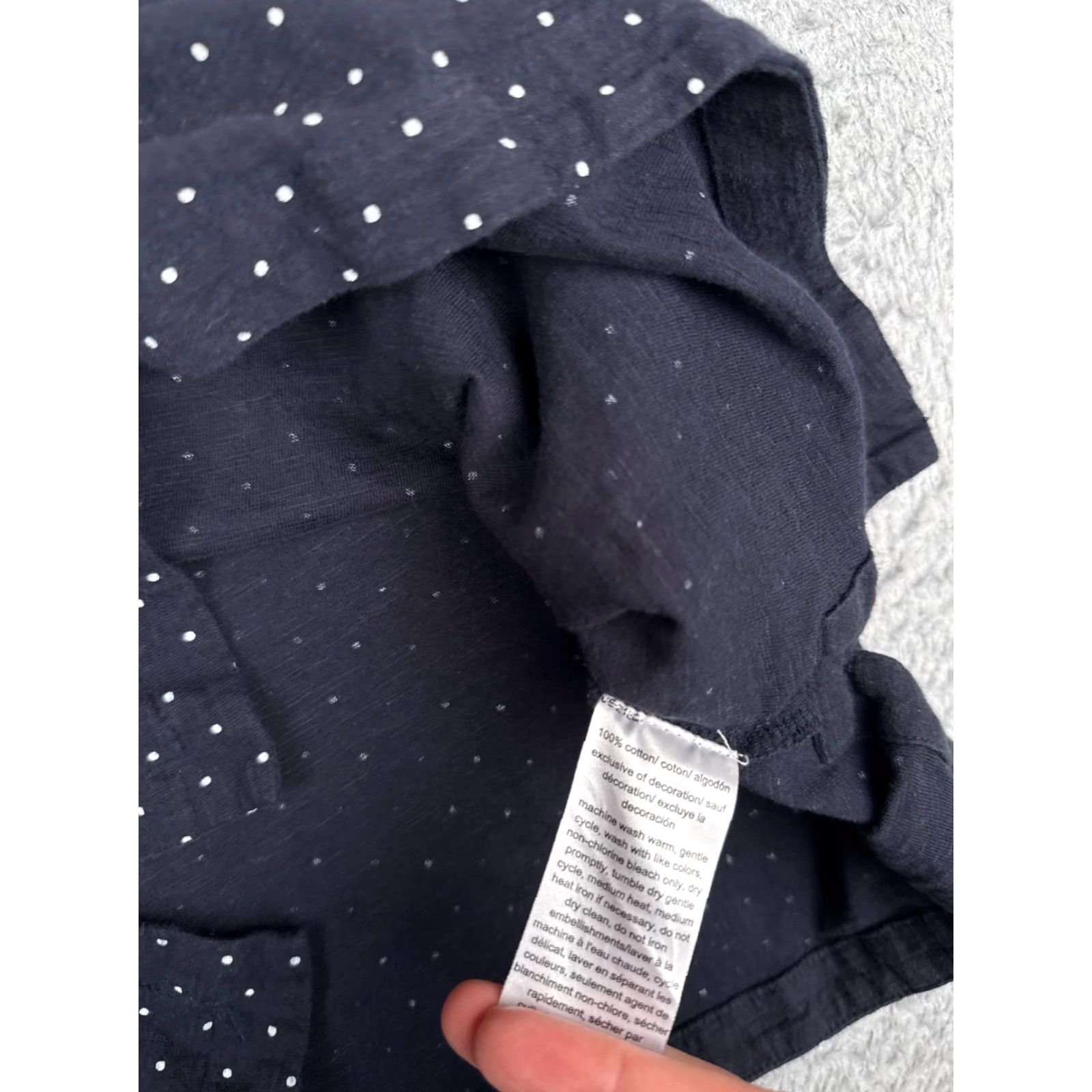 Tommy Hilfiger Tommy Hilfiger Shirt Women Small Blue Polka Dot V-Neck Lace Short Sleeve Cotton Size S / US 4 / IT 40 - 7 Thumbnail