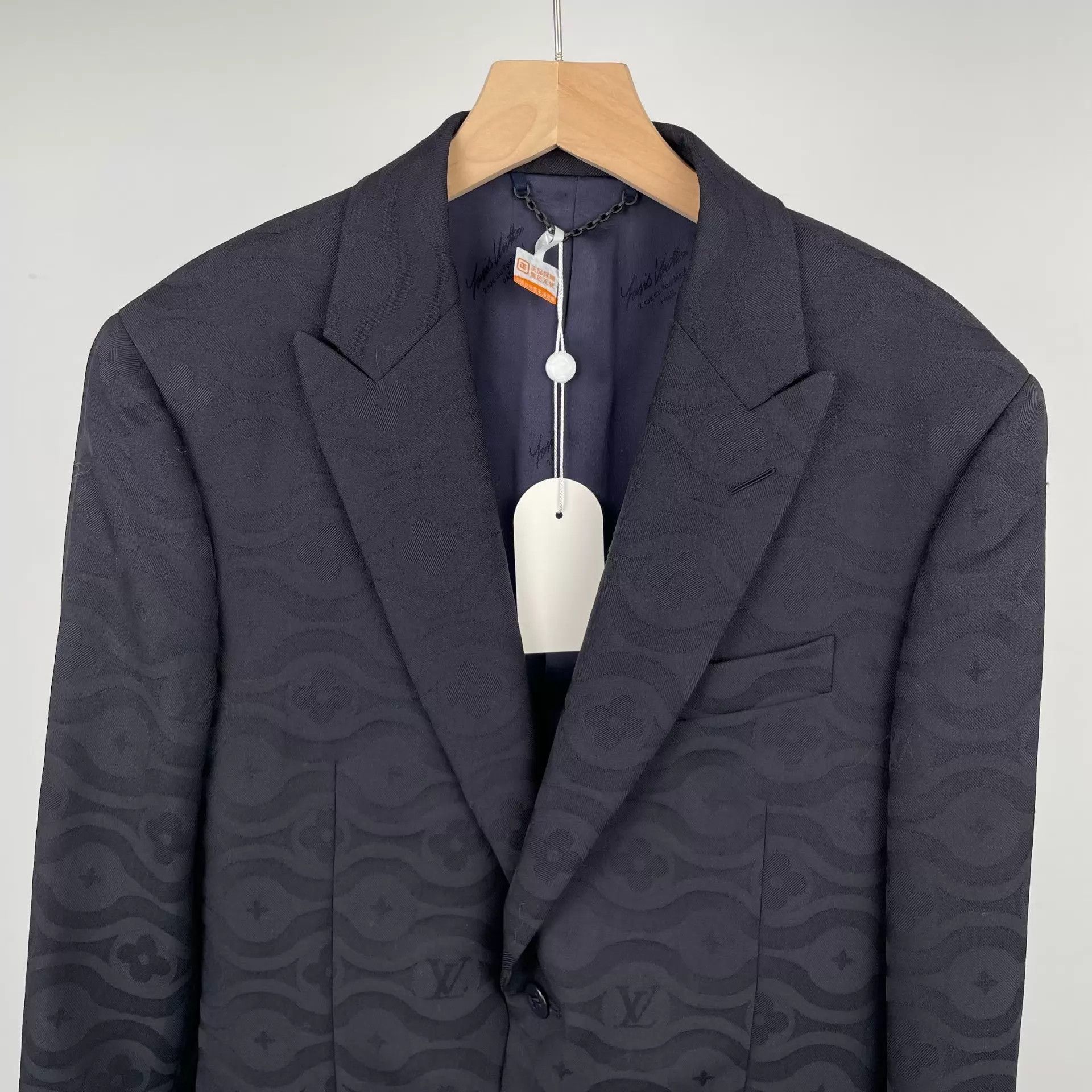 Louis Vuitton LV men's wool suit jacket black blue 48 Size 48R - 9 Thumbnail