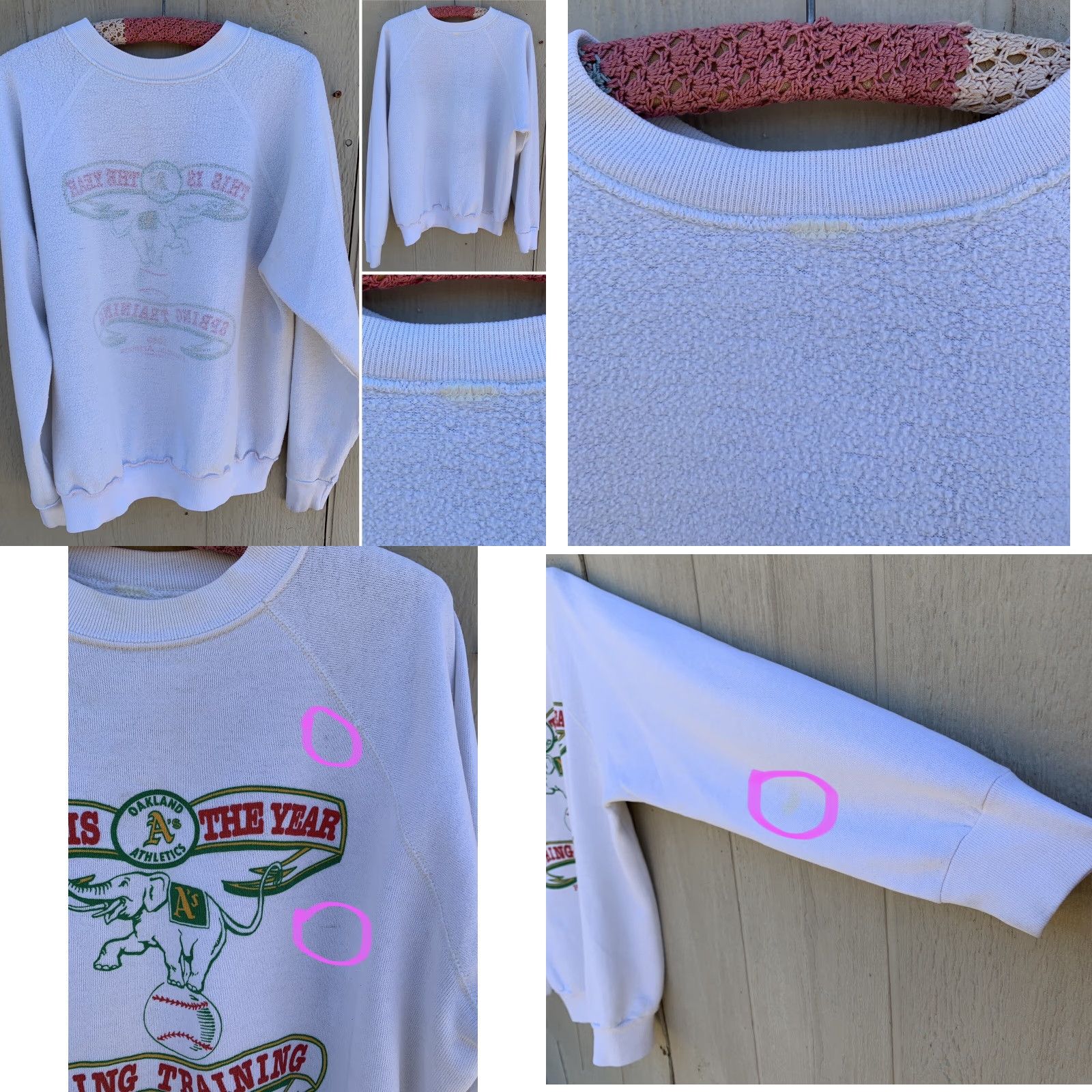 Vintage VINTAGE Oakland Athletics Oakland A’s Spring Training 1989 Raglan Sweatshirt XL White Mens Pullover Raglan 80s Baseball Baseball Sweatshirt Size US XL / EU 56 / 4 - 9 Thumbnail