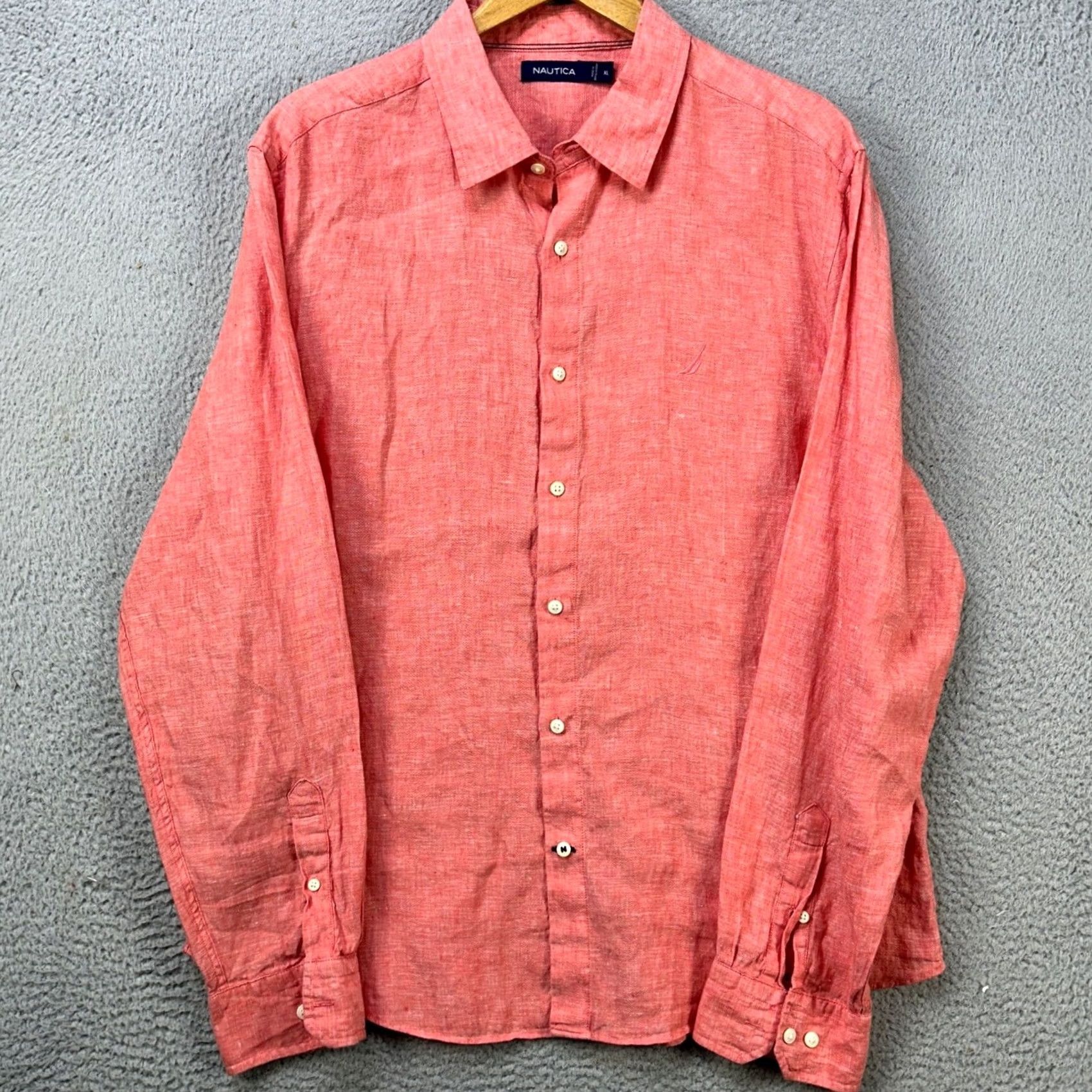 Nautica Nautica Linen Shirt Button Up Mens XL Pink Long Sleeve Casual Outdoor Comfort Button-Up Shirt Mens XL Pink Linen Breathing Preppy Size US XL / EU 56 / 4 - 2 Thumbnail