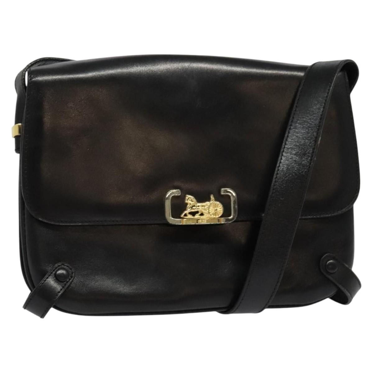 Celine CELINE Shoulder Bag Leather Black Gold Size ONE SIZE - 1 Thumbnail