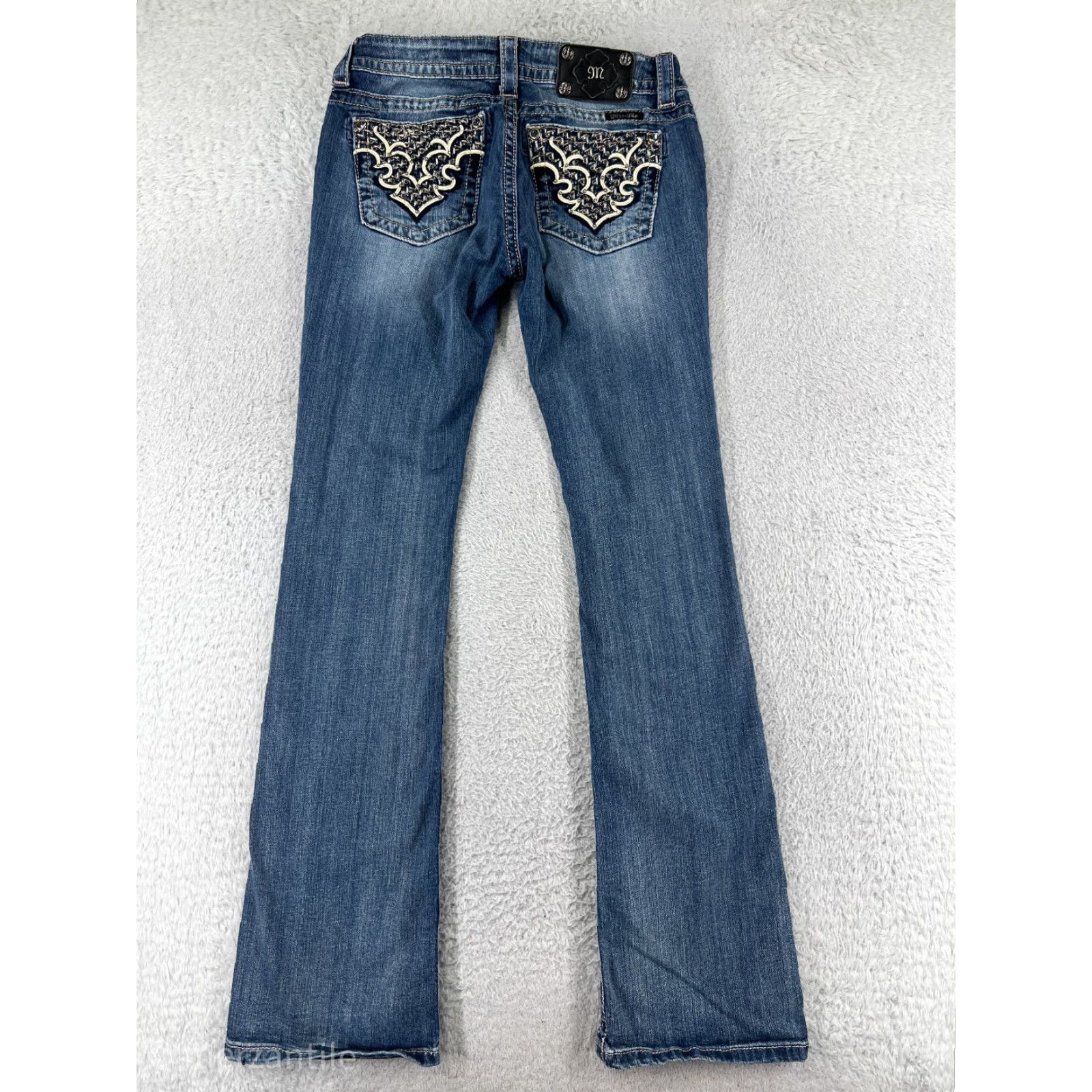Miss Me Miss Me Women Jeans Blue Denim Bootcut 29 Pockets Embroidered Western Stretch Cotton Denim Bling Vintage No Size 29" - 3 Thumbnail
