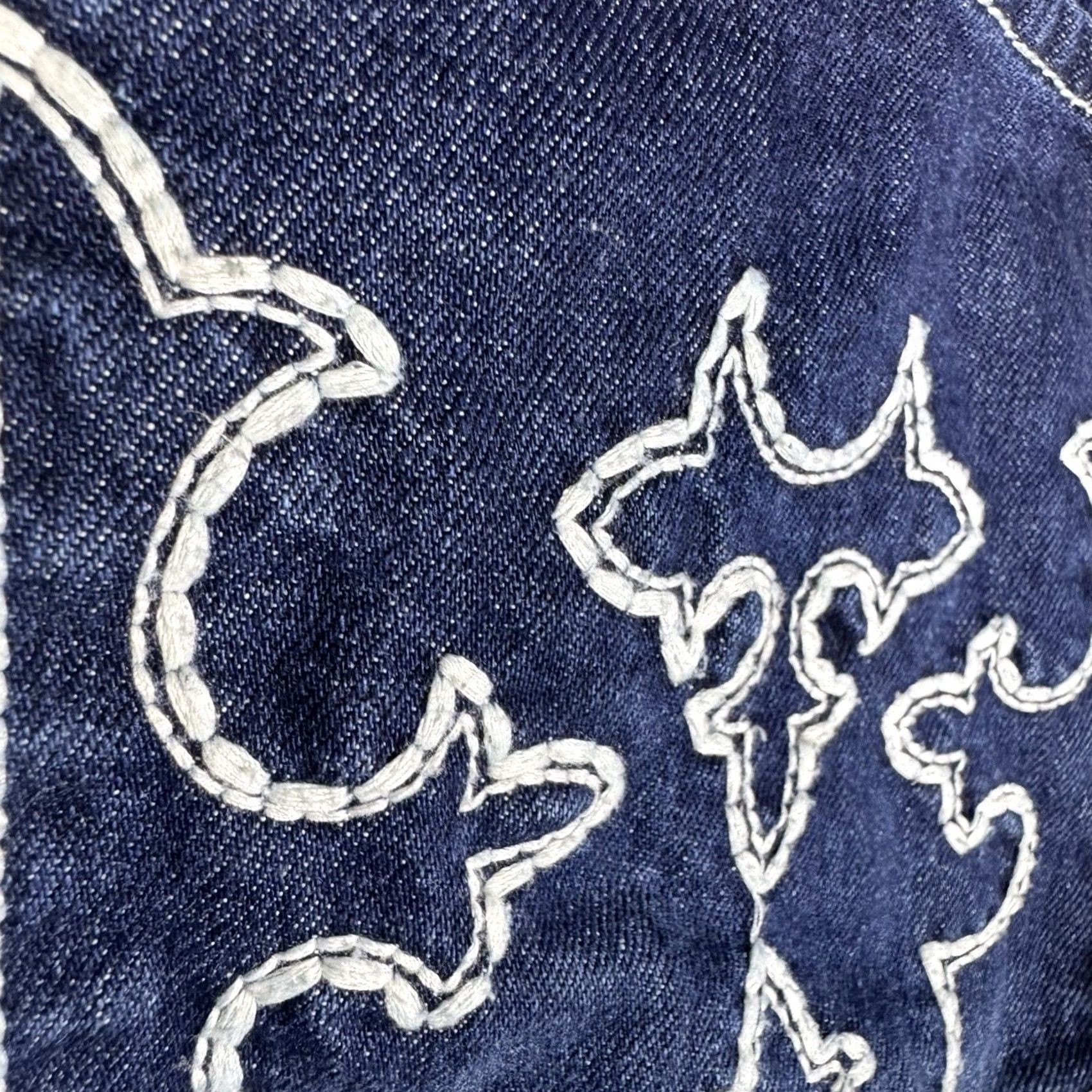 Vintage VINTAGE Helix Jeans Mens 38x30 Bootcut Embroidered Flames Cross Y2K Grunge Baggy Size US 38 / EU 54 - 2 Thumbnail