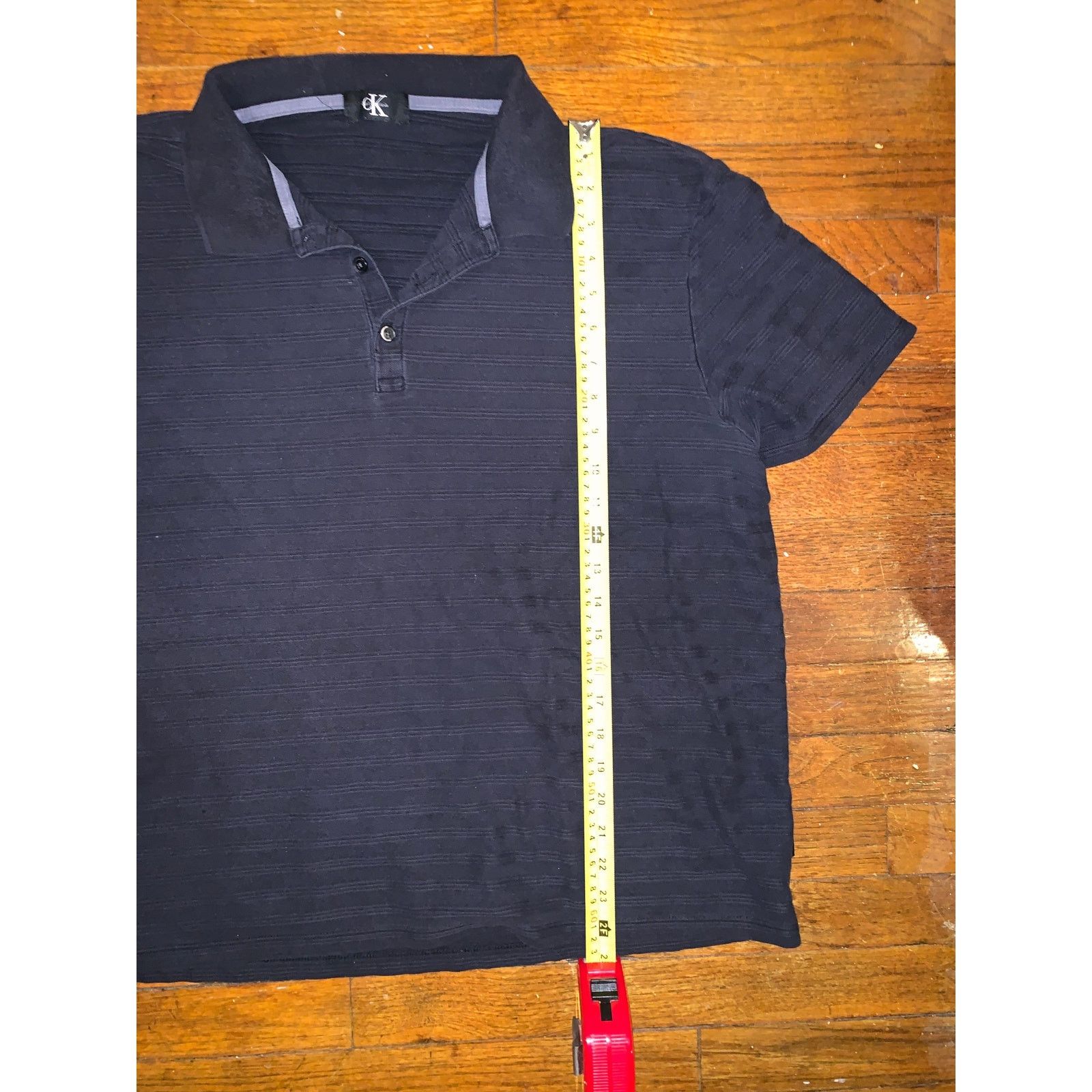 Calvin Klein Calvin Klein Slim Fit Polo Shirt Black Embossed Fabric Mens Size US L / EU 52-54 / 3 - 7 Thumbnail