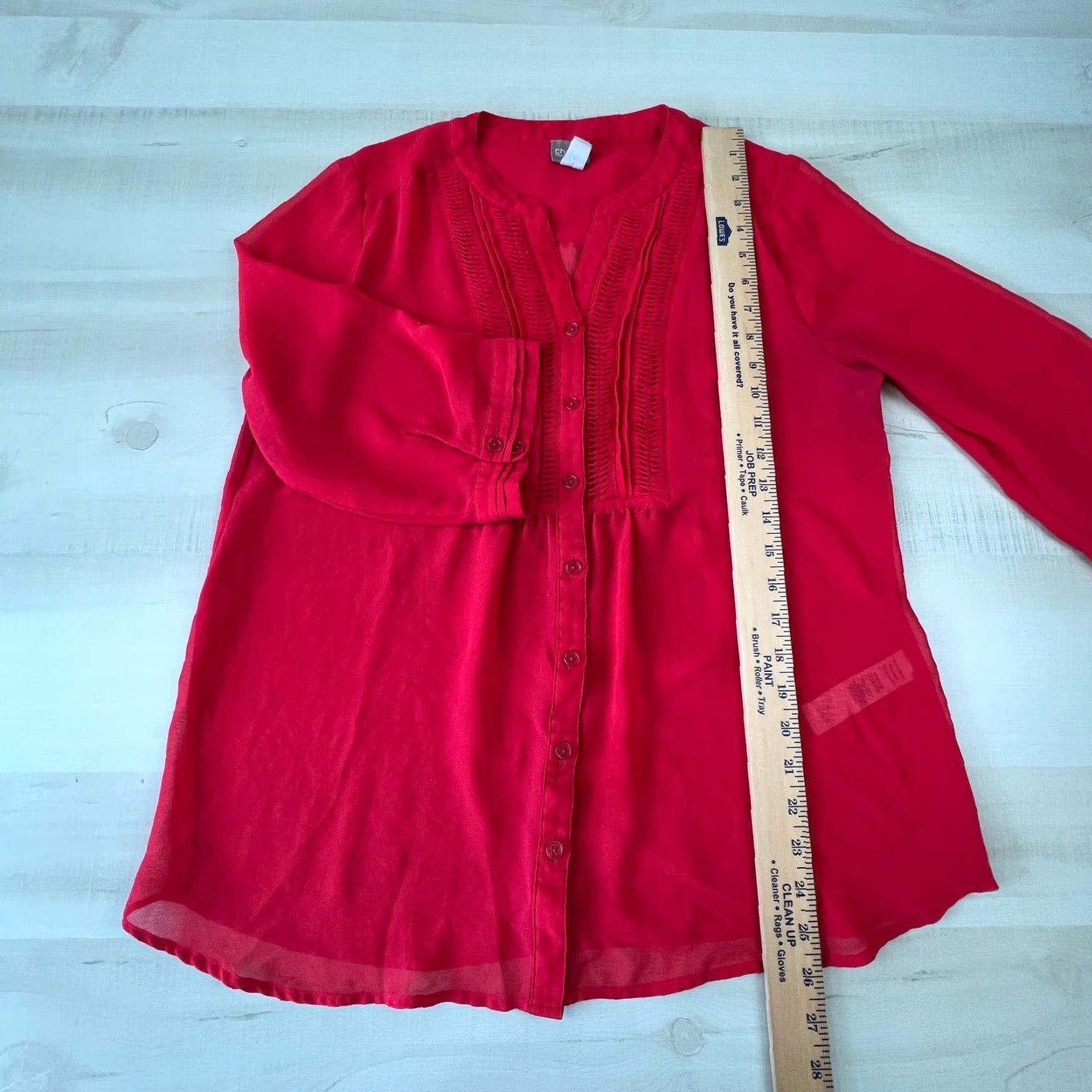 Vintage Chico's Red Semi Sheer 3/4 Sleeve Blouse Top Womens Small Flowy Button Shirt Size S / US 4 / IT 40 - 7 Thumbnail