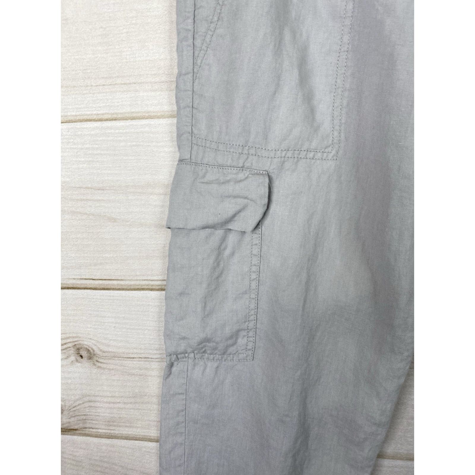 Eileen Fisher Eileen Fisher Linen Cargo Pants Womens 10 Gray Crop Capri Pockets Size 32" / US 10 / IT 46 - 4 Thumbnail