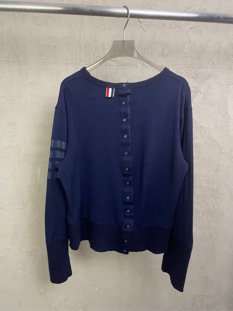 Thom Browne Navy Wool Cardigan Sweater- dmc