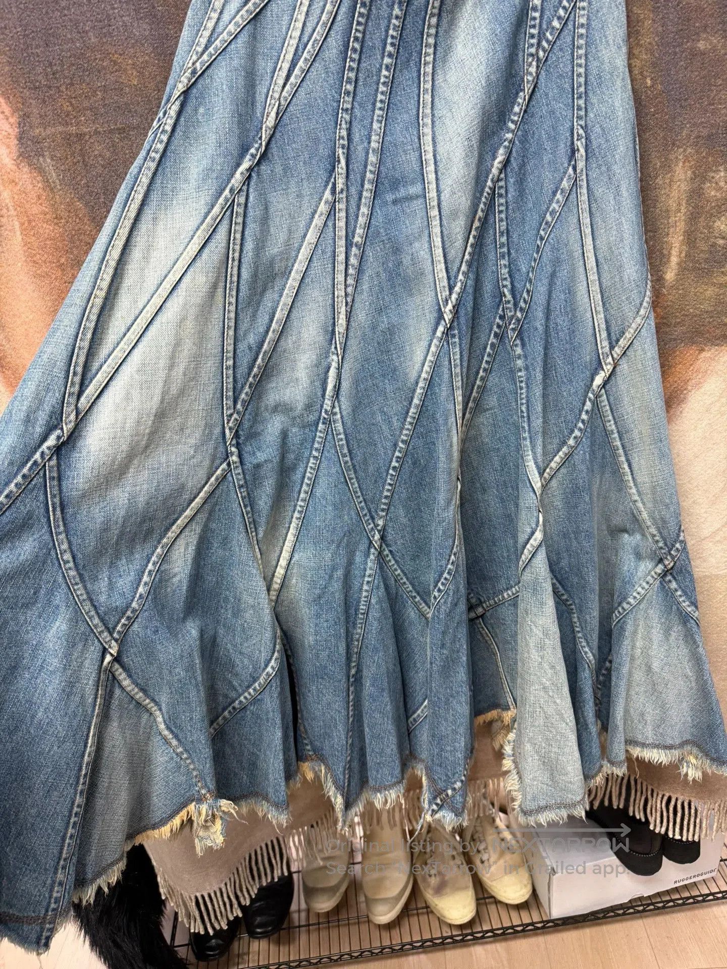 Junya Watanabe Junya Watanabe Washed Patchwork Maxi Skirt. Size 30" / US 8 / IT 44 - 4 Thumbnail