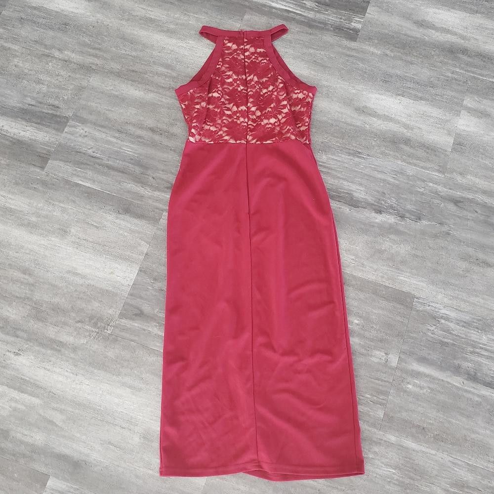 Shein Burgundy Nude Laced SHEIN Leg Slit Maxi Size S / US 4 / IT 40 - 2 Thumbnail