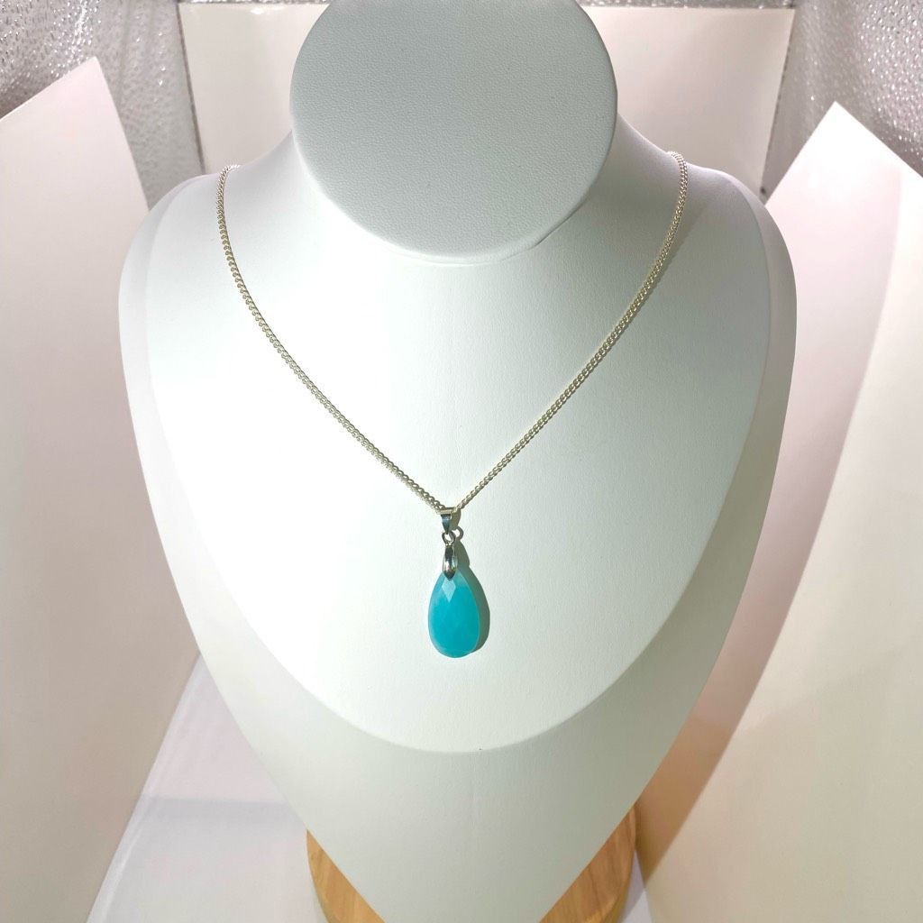 AUN Sterling 925 Silver & Amazonite Necklace