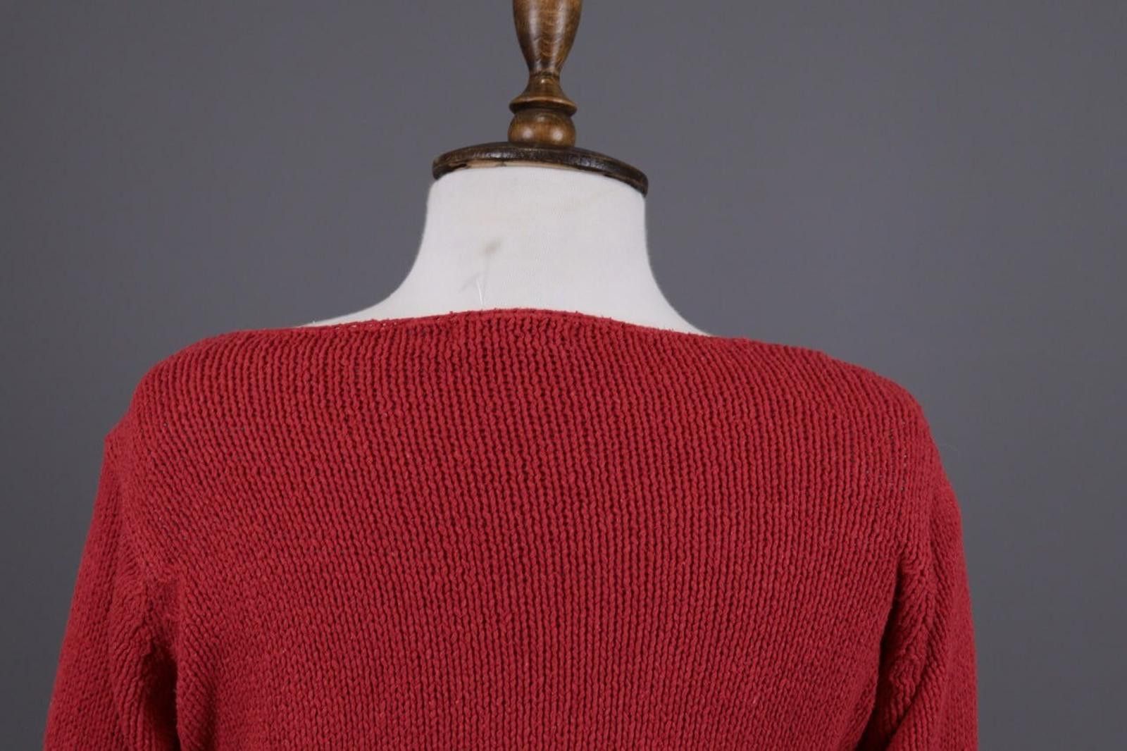 Designer Gudrun Sjöden Red Striped Silk Cropped Knit Sweater Size M Size M / US 6-8 / IT 42-44 - 10 Thumbnail