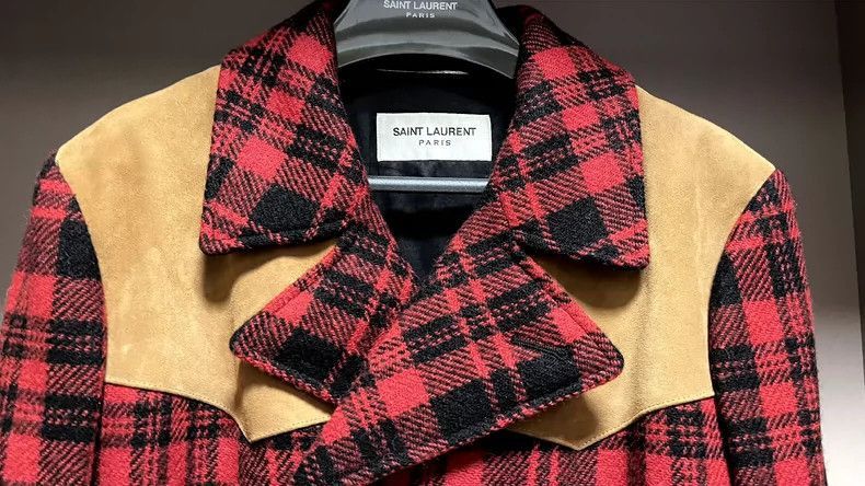 Saint Laurent Paris Saint Laurent Paris Plaid suede wool coat-2506 Size US S / EU 44-46 / 1 - 4 Thumbnail