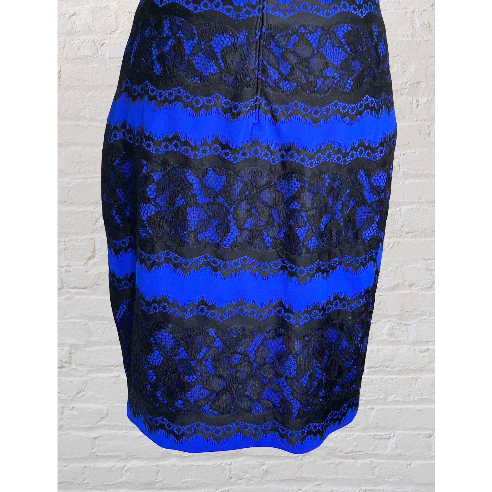 Tadashi Shoji Tadashi Shoji Blue Black Lace Event Cocktail Dress S 4 6 Size S / US 4 / IT 40 - 8 Thumbnail