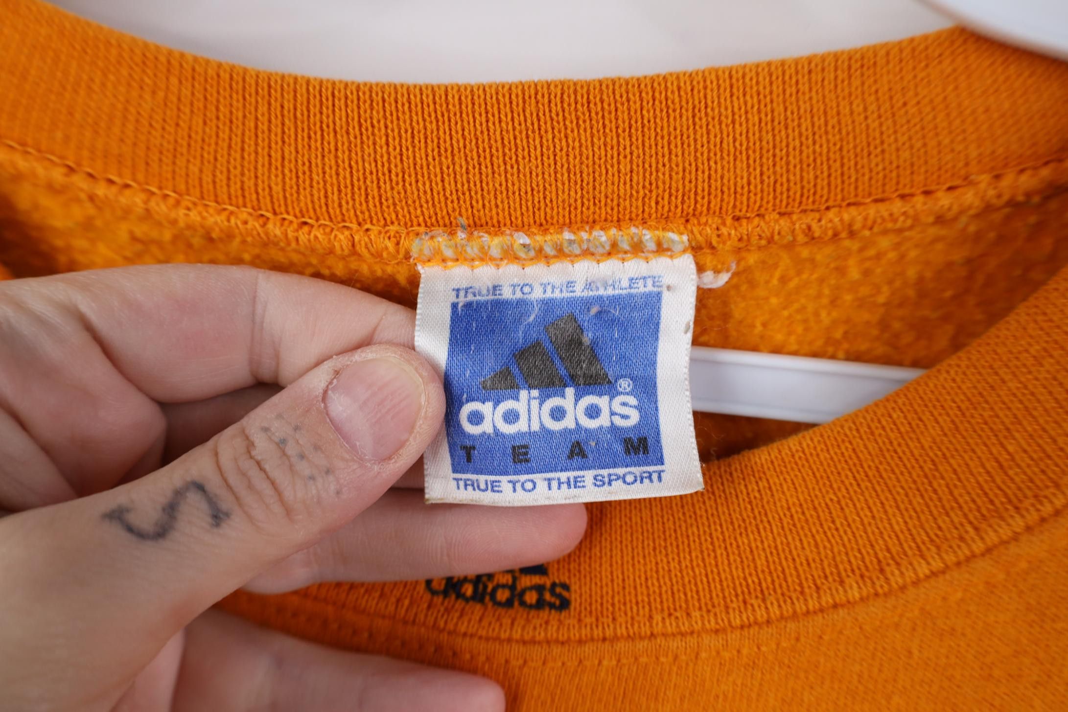 Adidas Vintage 90s Adidas Spell Out Center Logo Sweatshirt Orange Size US XL / EU 56 / 4 - 5 Thumbnail