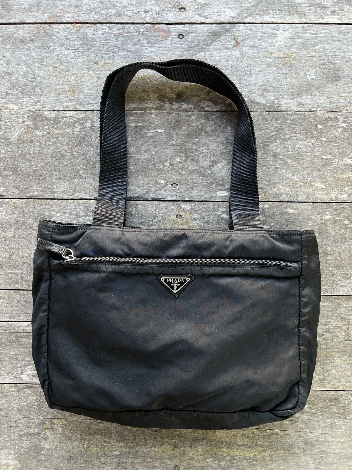 Prada Tessuto Nylon Tote Bag Black Y2K, Men's