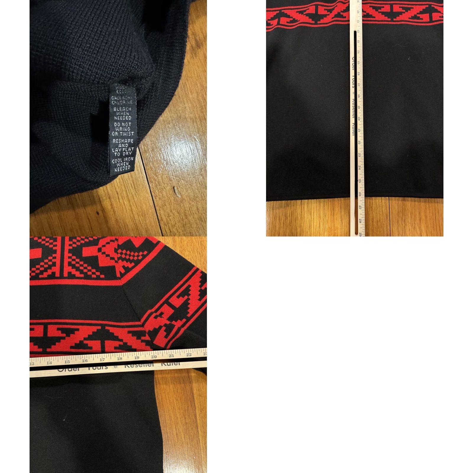 Polo Ralph Lauren VINTAGE Ralph Lauren RLX POLO SPORT Men Aztec Knit Black & Red Sweater M Wool Rare Size US M / EU 48-50 / 2 - 8 Thumbnail