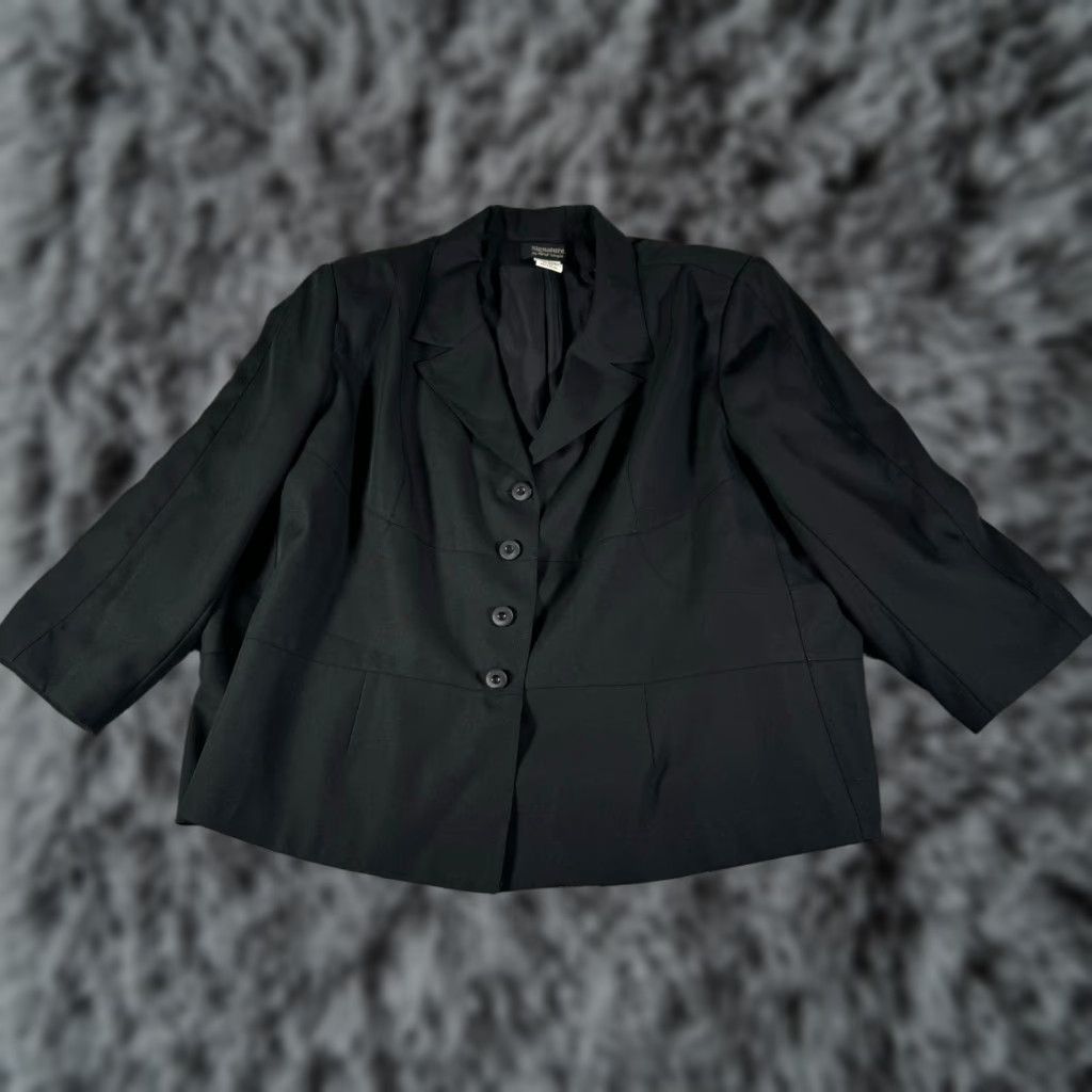 Vintage VINTAGE Signature Blazer Womens 34W Plus Office 80s 90s Shoulder Pads Blazer Jacket Women's Plus Size Black 100% Polyester Size XXS / US 00 / IT 34 - 1 Thumbnail