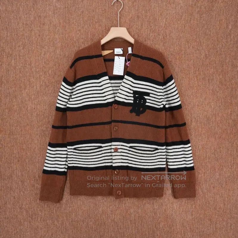 Burberry Burberry Brown Cotton Knit Logo Cardigan. Size XS / US 0-2 / IT 36-38 - 1 Thumbnail