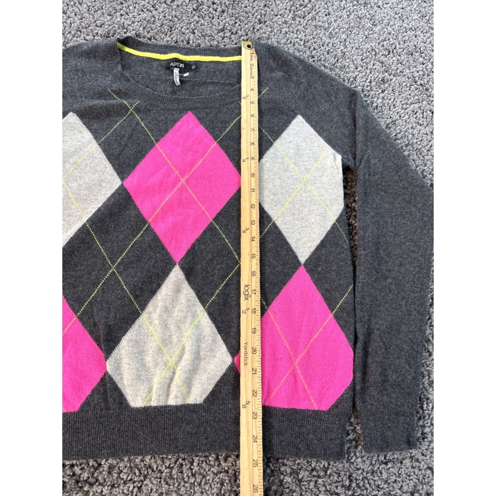 Apt. 9 Apt 9 Womens Sweater Pullover Argyle Cashmere Black L Preppy Knit Casual Fall Winter Spring Mens? Size L / US 10 / IT 46 - 2 Thumbnail