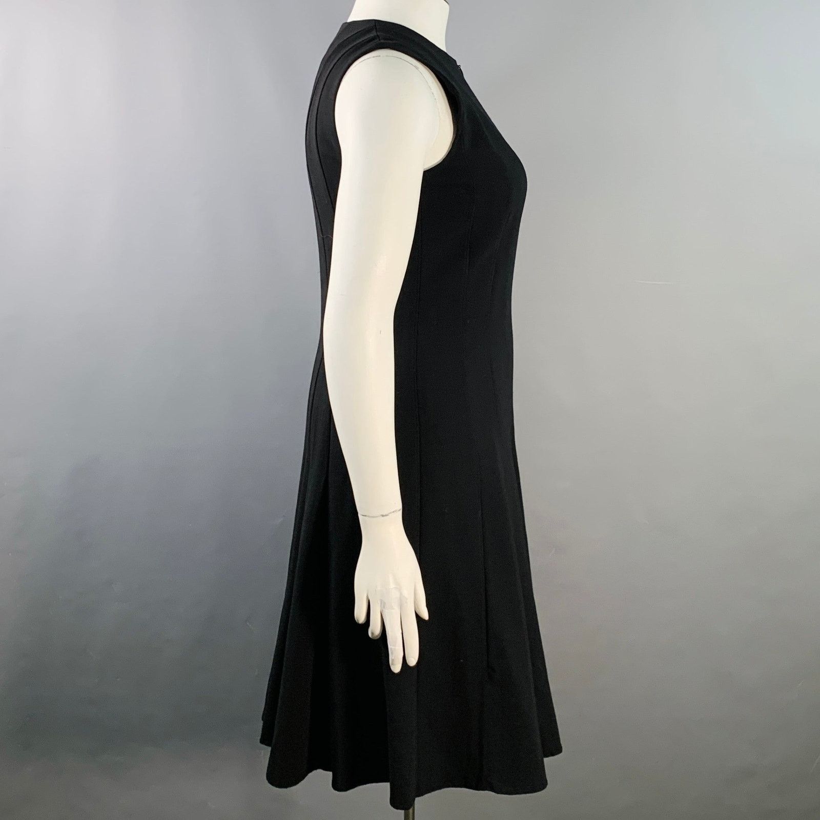Akris Size 10 Black Wool Zip Up Knee Length Sleeveless Tulip Dress Size L / US 10 / IT 46 - 3 Thumbnail
