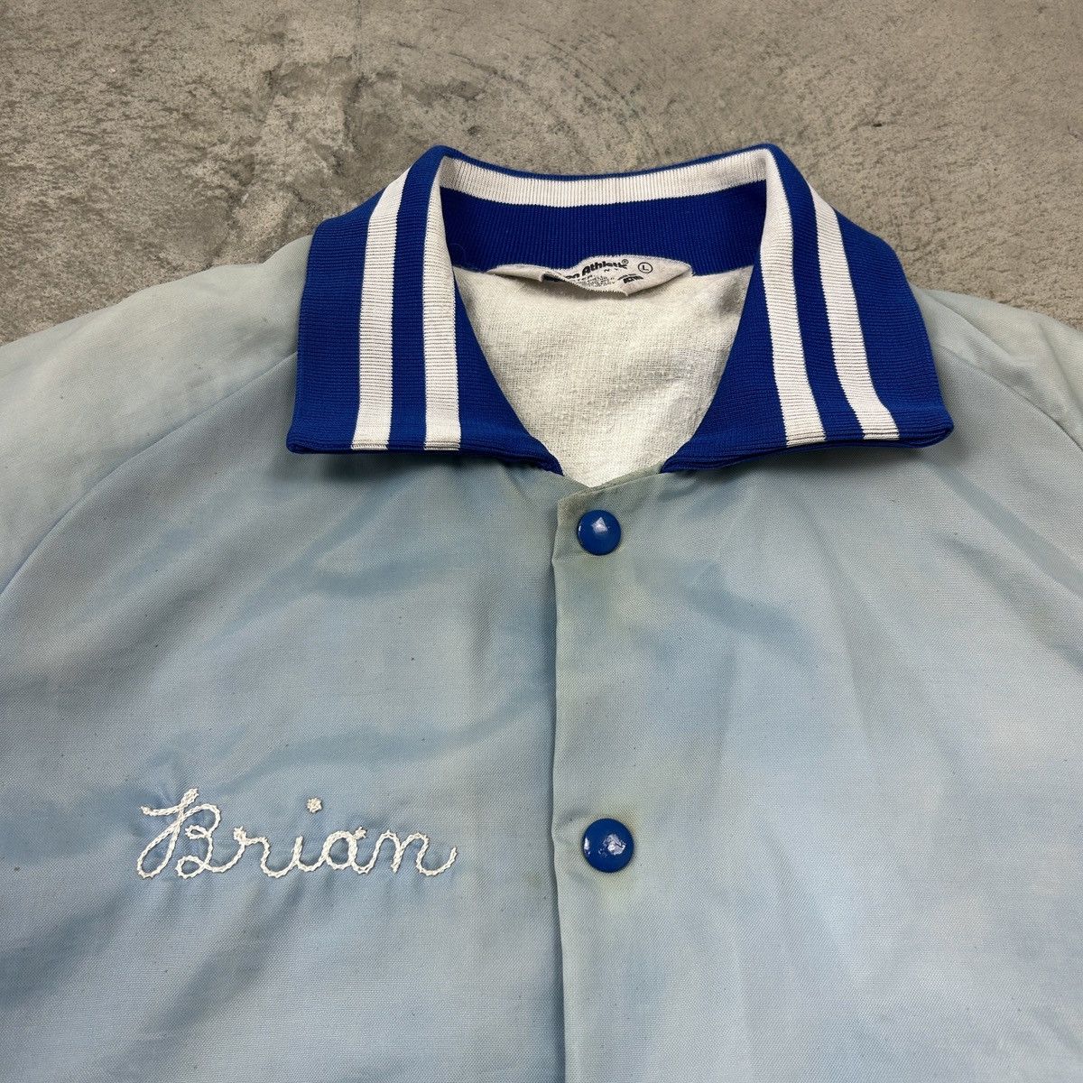 Vintage 1980s Thrashed Baseball Chainstitch Varsity Jacket Size US L / EU 52-54 / 3 - 16 Thumbnail