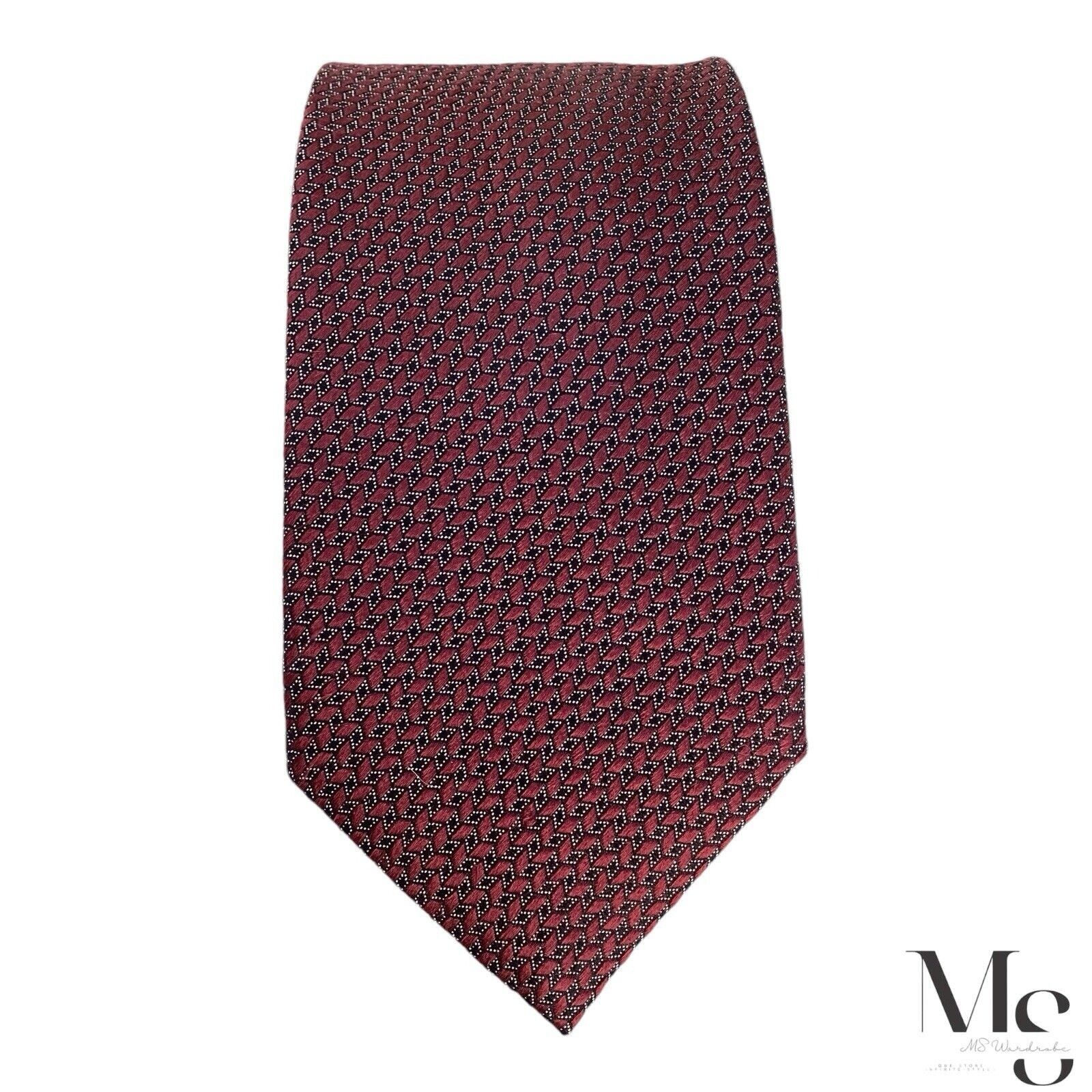 Canali CANALI 1934 Current Burgundy Geometric Silk Tie Made In Ita Size ONE SIZE - 3 Thumbnail