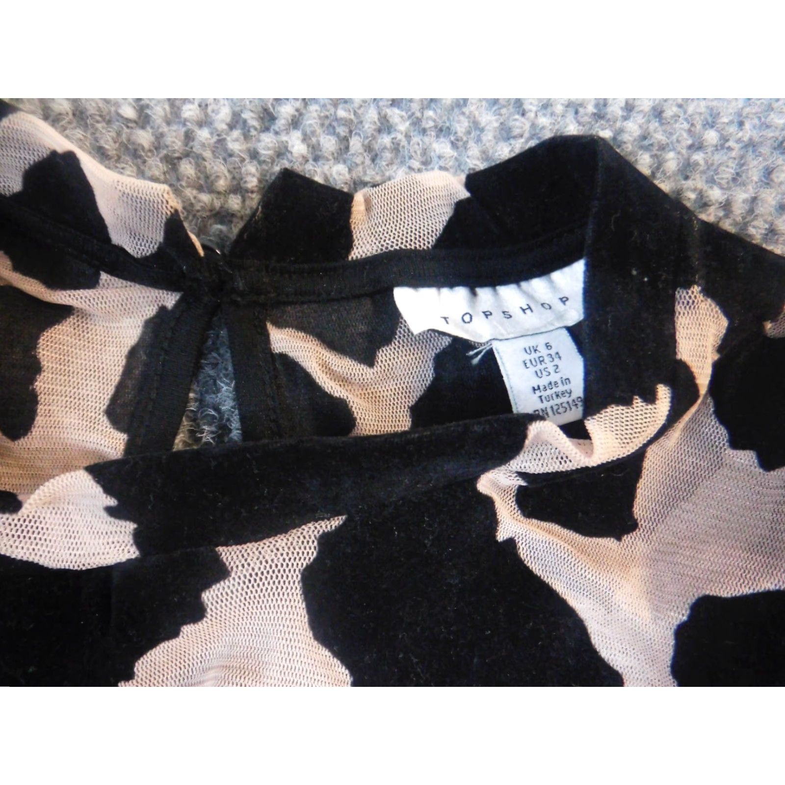 Topshop Topshop Womens Blouse Top 2 Animal Print Black Multicolor Crew Neck Long Sleeve Casual Polyester Down Ruffle Basic Shirt Womens Regular Size 2 Size XS / US 0-2 / IT 36-38 - 5 Thumbnail