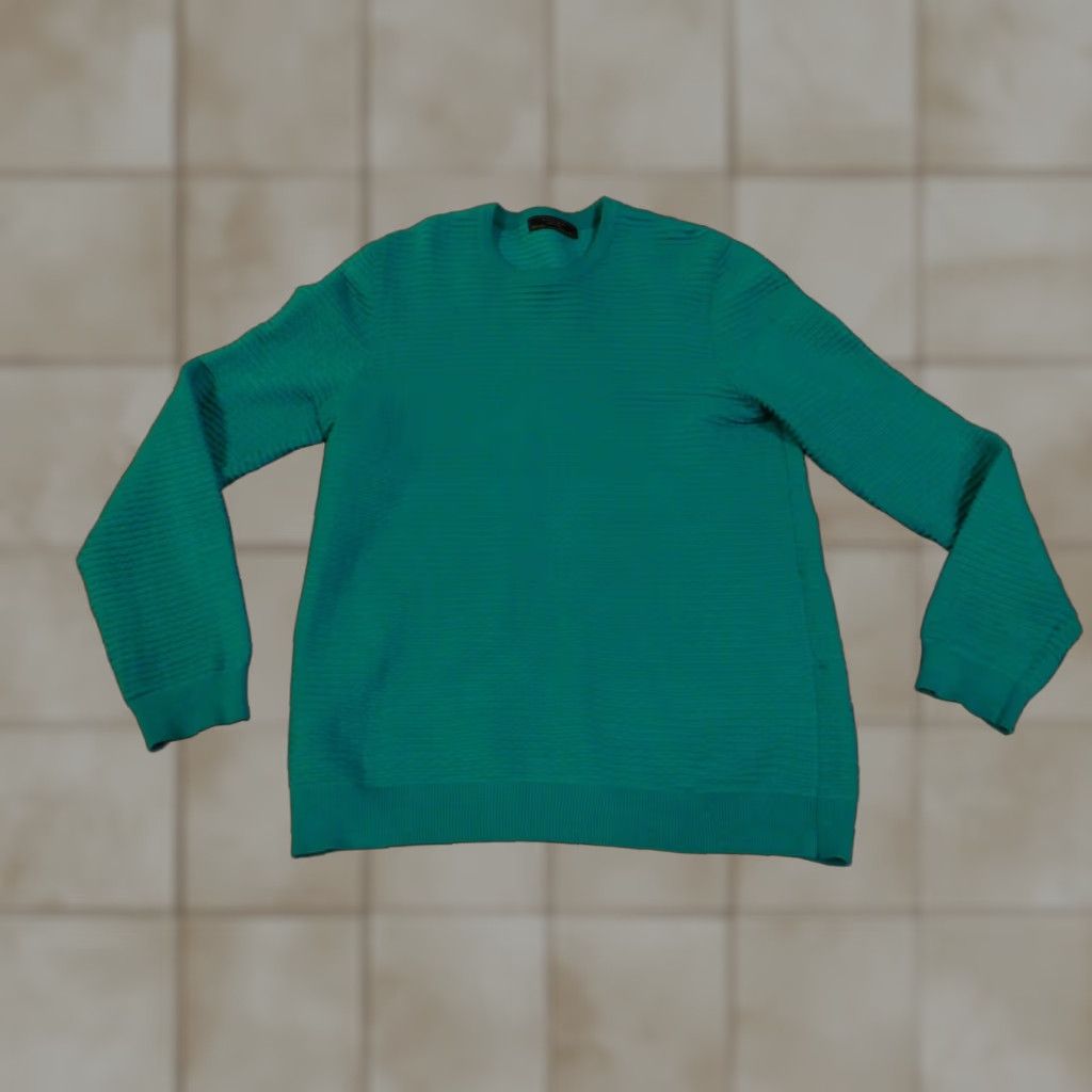 Zara Zara Man Sweater Mens XL Green Crewneck Textured Knit Pullover Casual Size US XL / EU 56 / 4 - 1 Thumbnail