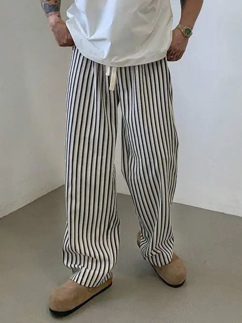 Japanese Brand Sawako x Ryoko Stripe pyjama Vintage Straight Sweatpants Size US 34 / EU 50 - 6 Thumbnail
