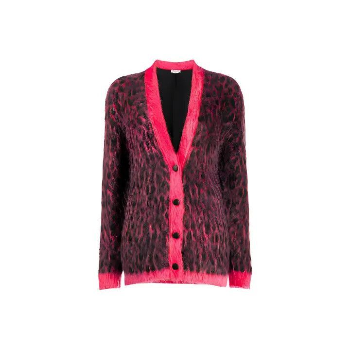 Saint Laurent Paris Saint Laurent Pink Leopard Print Cardigan -2507 Size XS / US 0-2 / IT 36-38 - 7 Thumbnail