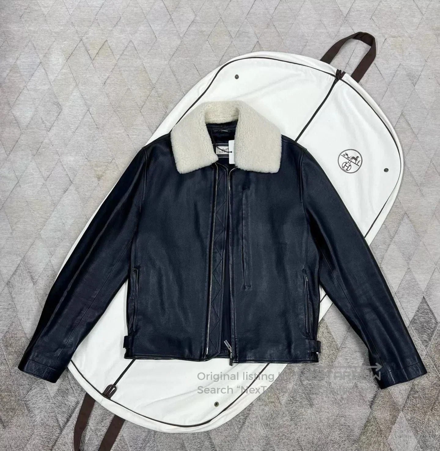 Hermes Hermes Pilot Leather Jacket with Fur Collar. Size US XL / EU 56 / 4 - 3 Thumbnail