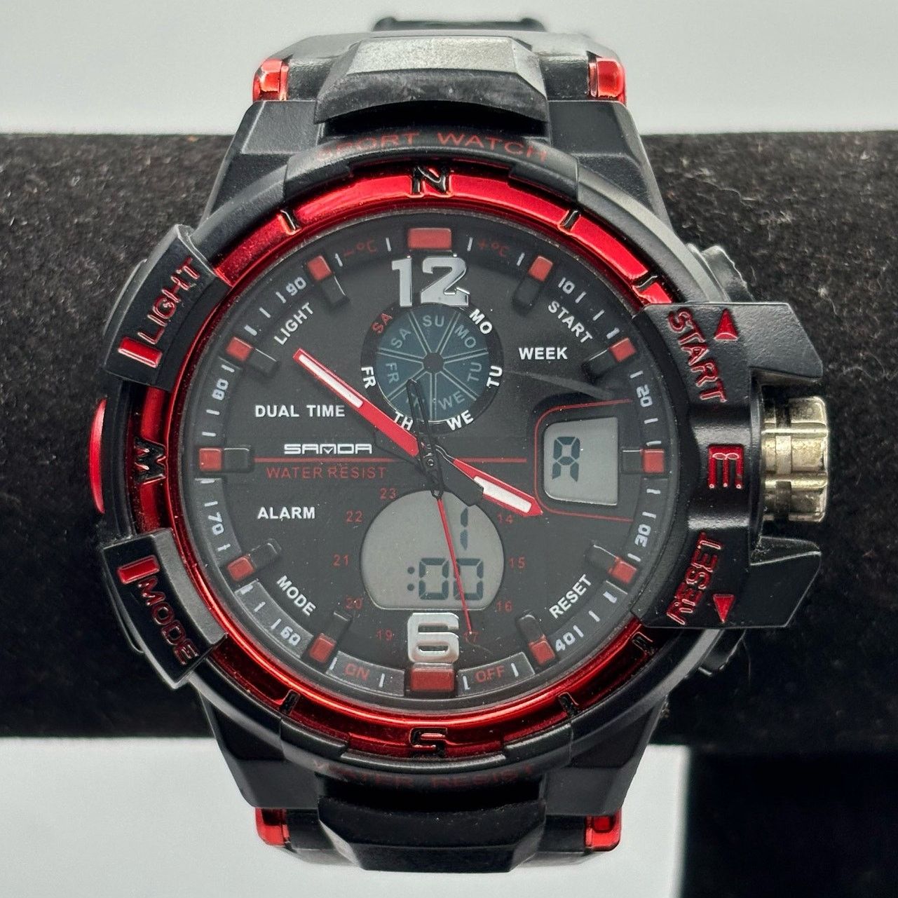 Red & Black Digital Men's Watch