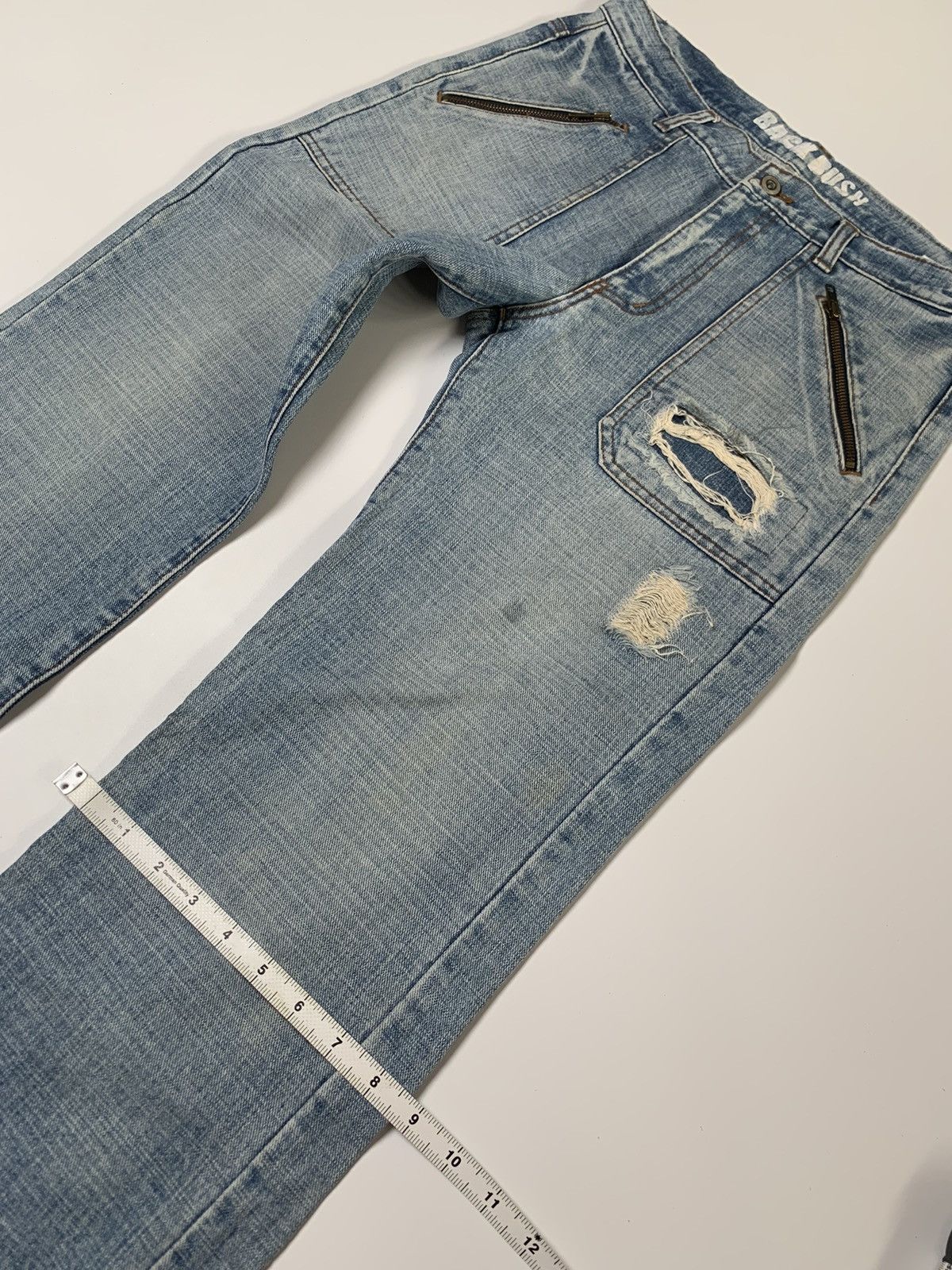 Japanese Brand Back rush ripped zipper pocket bush denim Size US 32 / EU 48 - 10 Thumbnail
