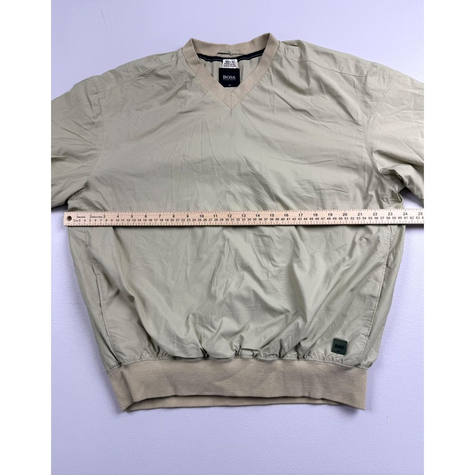 Hugo Boss BOSS Hugo Golf Jacket Mens Beige Pullover Windbreaker Lightweight V Neck Read Size US XL / EU 56 / 4 - 5 Thumbnail