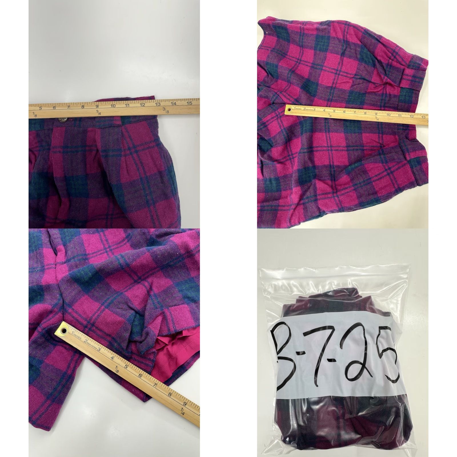 Vintage VINTAGE Cambridge Dry Goods Women's Shorts Size 6 Pink Plaid High Waisted Pleated Wool Blend 80s 90s Womens Size 28" / US 6 / IT 42 - 8 Thumbnail