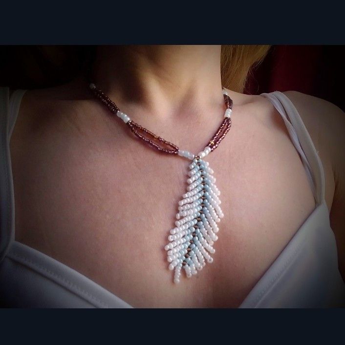 Handmade Necklace Ethnic Native Americans Pendant Beaded Feather Size ONE SIZE - 8 Thumbnail