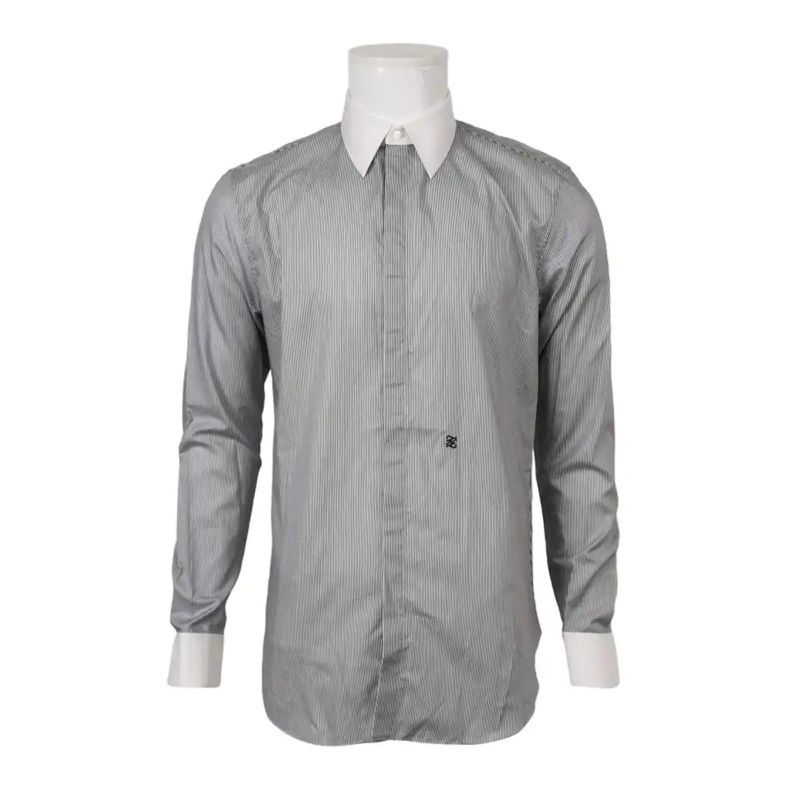 Fendi Fendi Gray Cotton Embroidered Logo Shirt 0089 Size US M / EU 48-50 / 2 - 1 Thumbnail