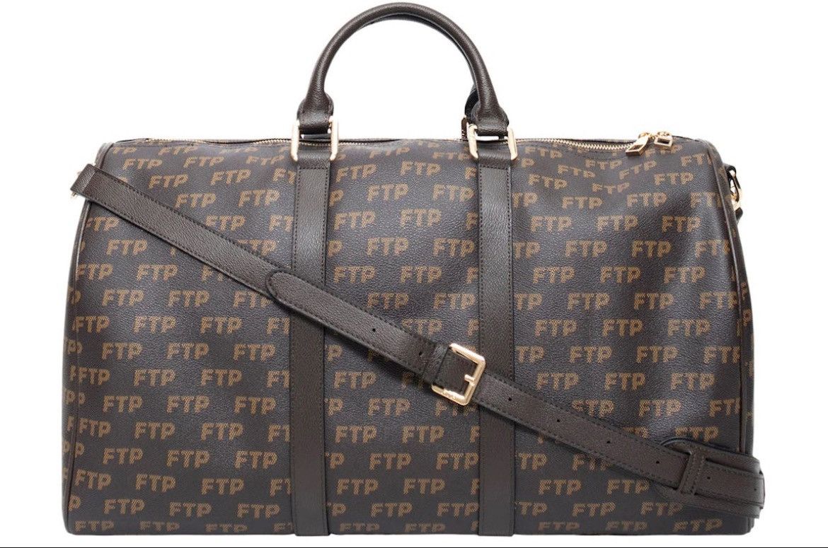 Fuck the Population Logo Repete Duffle Bag Brown