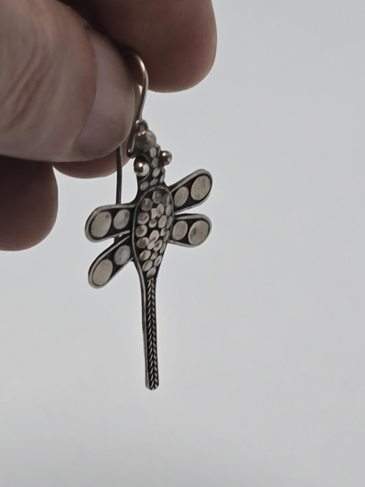 Dragonfly Vintage Sterling Silver Handmade Dragonfly Dangle Earrings Size ONE SIZE - 4 Thumbnail